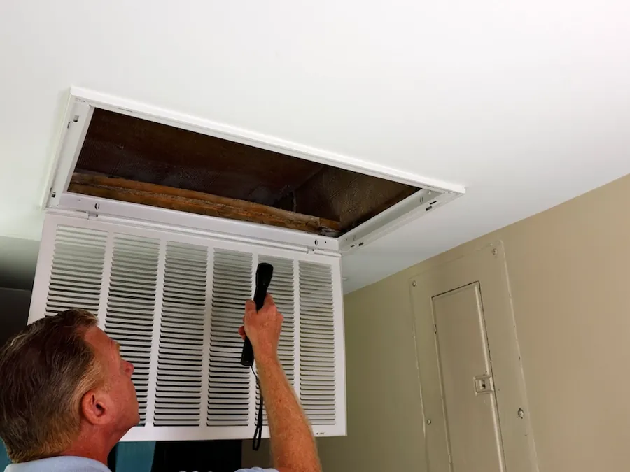 Inspecting a ceiling return grille