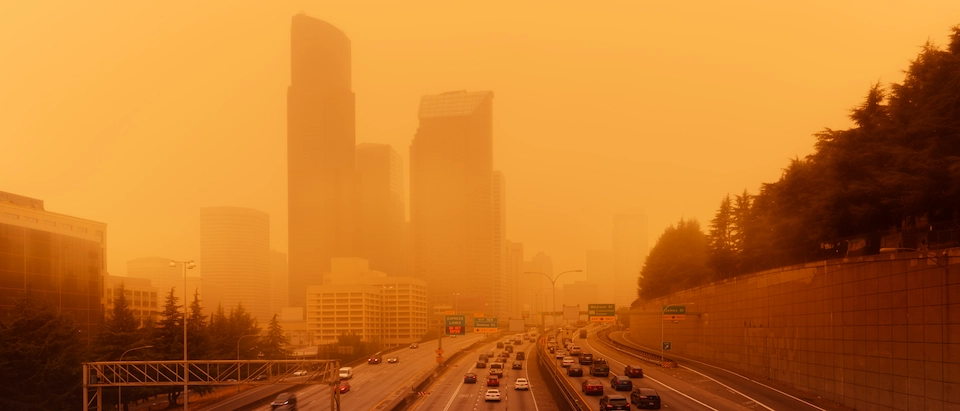 Wildfire smoke over Los Angeles hills